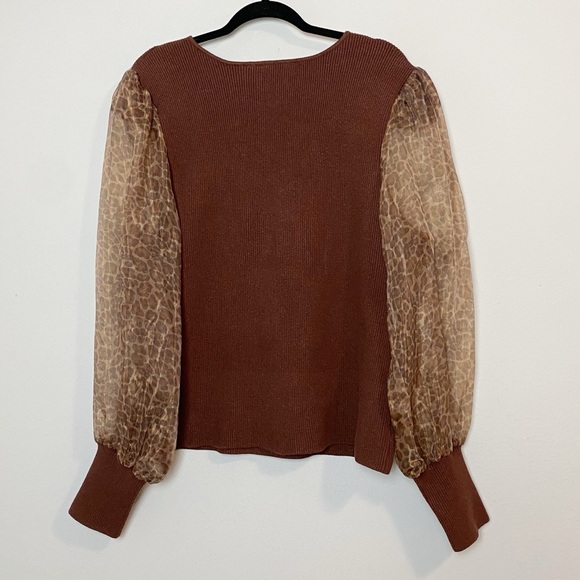 Anthro Dolan Sheer Puff Sleeve Sweater - Picture 9 of 11
